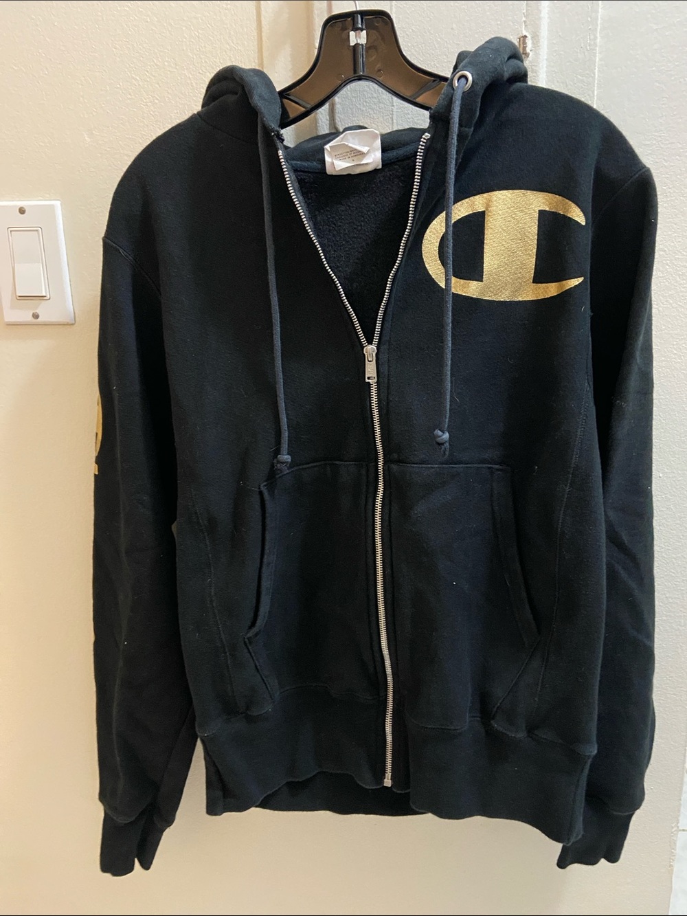 Champion Black Hoodie with Gold Logo